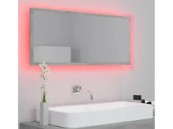Espelho casa de banho c/LED 100x8,5x37cm acrílico cinza cimento