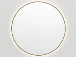 Espelho casa de banho luminoso redondo anti vapor de água contorno dourado d60 cm - PEONIA