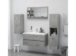 Espelho casa de banho 90x10,5x45 cm contraplacado cinza cimento
