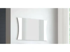 Espelho Dcassat, Espelho de banheiro, 100% Fabricado na Itália, 110x2h60 cm, Branco brilhante