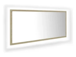 Espelho de banheiro com LED 100 x 8,5 x 37 cm acrílico cor carvalho Sonoma 02_0006960