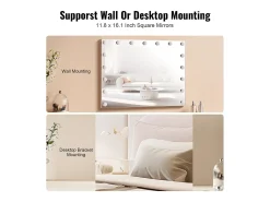Espelho de Banheiro Estilo Hollywood SucceBuy, Luminoso Lâmpadas LED Variáveis, 3 Modos de Iluminação de Cor, 797x597 mm, USB, Tipo C