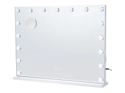 Espelho de Banheiro Estilo Hollywood SucceBuy, Luminoso Lâmpadas LED Variáveis, 3 Modos de Iluminação de Cor, 797x597 mm, USB, Tipo C