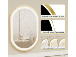 Espelho de banheiro LED 80x50cm espelho de parede oval antiembaçante 3 cores ajustáveis ​​80x50x4cm