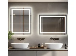 Espelho de banheiro LED 90x70cm retangular retroiluminado espelho de parede antiembaçante 90x70cm