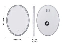 Espelho de banheiro LED 70x50cm oval antiembaçante espelho de parede com 3 cores ajustáveis ​​50x70cm