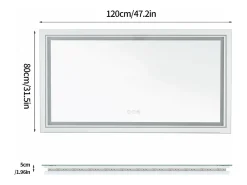 Espelho de banheiro LED 120x80cm espelho de parede retangular luz antiembaçante 120x80cm