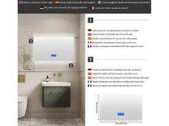 Espelho de banheiro LED 100x60 cm - Iluminação, Toque, Antiembaçante, Relógio, Temperatura, Regulável