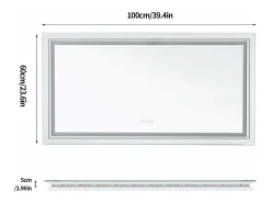 Espelho de banheiro LED 100x60cm espelho de parede retangular antiembaçante 100x60cm