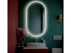 Espelho de banheiro oval reversível retroiluminado OLIVIA LED 50x100 Fabricado em Itália
