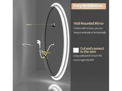 Espelho de banheiro oval LED antiembaçante com iluminação de 3 cores ajustáveis ​​60x80cm