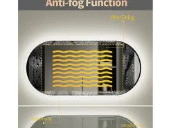 Espelho de banheiro oval LED 120x60cm espelho iluminado com 3 cores ajustáveis antiembaçante 60x120cm