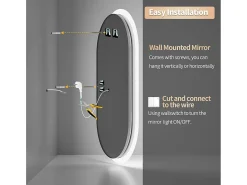 Espelho de banheiro oval LED 120x60cm espelho iluminado com 3 cores ajustáveis ​​antiembaçante 60x120cm