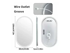 Espelho de banheiro oval LED 120x60cm espelho iluminado com 3 cores ajustáveis ​​antiembaçante 60x120cm