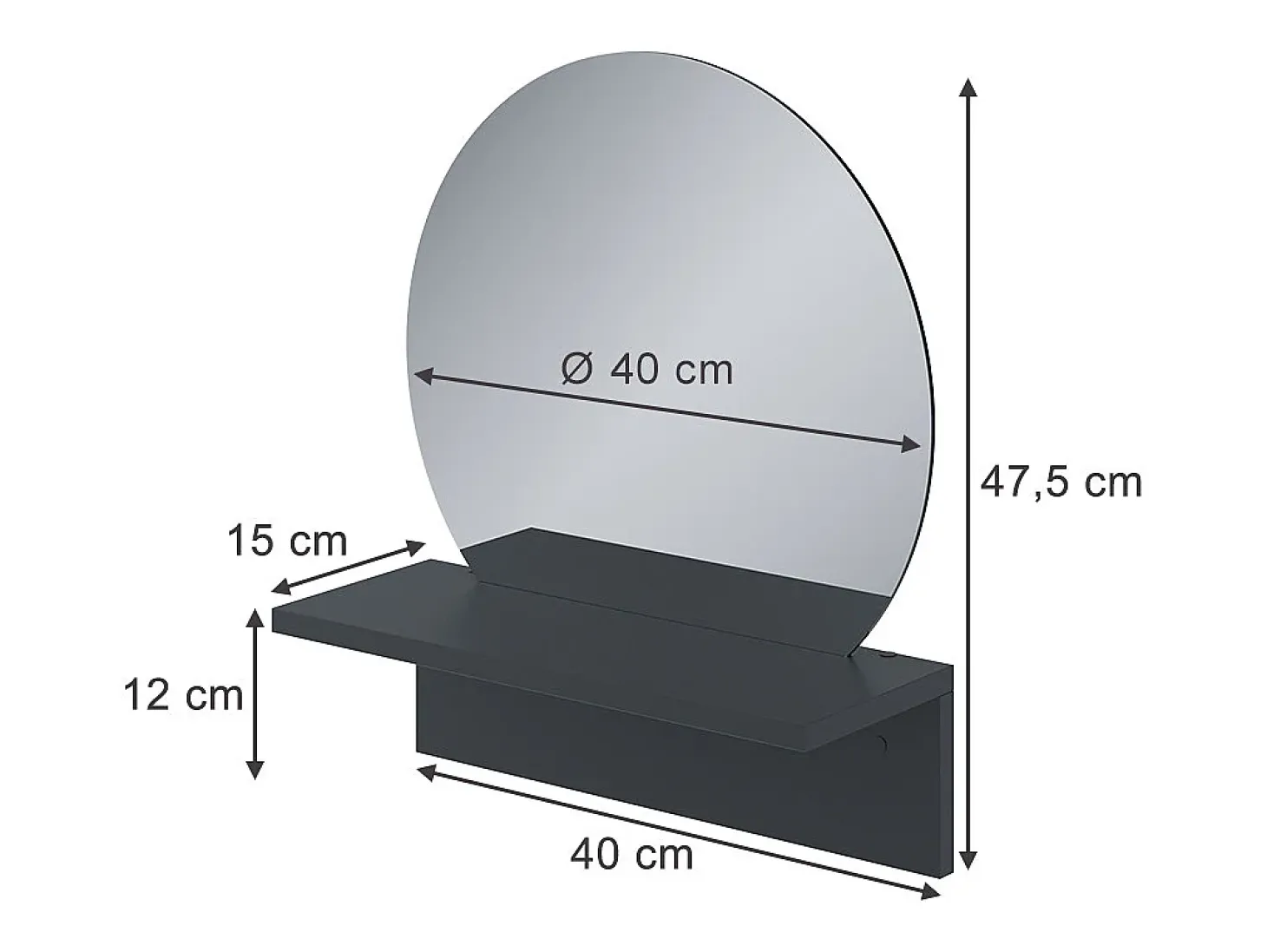 Espelho de banheiro preto 40x15x47.5 elyra