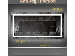 Espelho de banheiro 140x70cm LED ajustável + antiembaçante + Bluetooth 5.2 + Relógio + 3 cores 4 botões
