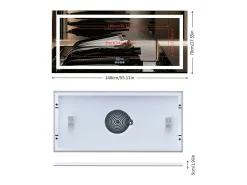 Espelho de banheiro 140x70cm LED ajustável + antiembaçante + Bluetooth 5.2 + Relógio + 3 cores 4 botões
