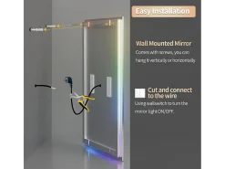 Espelho de banheiro 90x70cm RGB e LED ajustável + antiembaçante + Bluetooth 5.2 + Relógio + 3 cores 4 botões