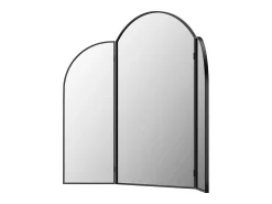 Espelho de barbeiro tríptico em metal dourado - L. 85 x H. 70.5 cm, Preto, QIANA