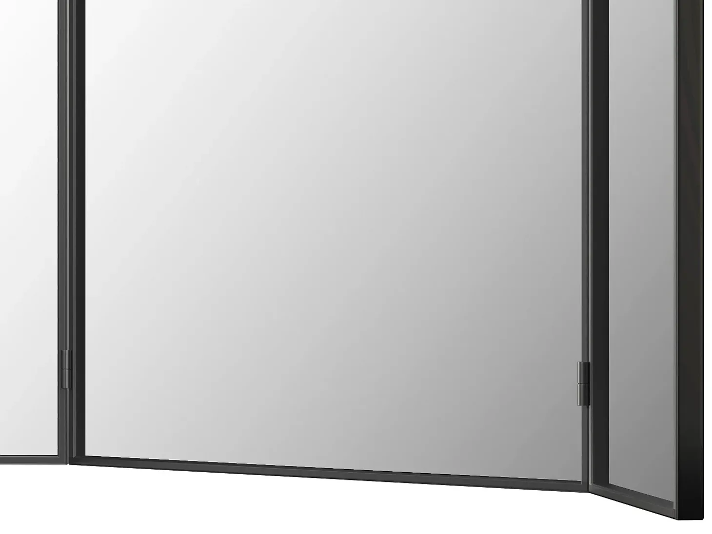 Espelho de barbeiro tríptico em metal dourado - L. 85 x H. 70.5 cm, Preto, QIANA