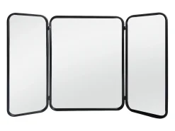 Espelho de barbeiro vintage em metal, L. 100 x A. 65 cm, Preto, NOAVA