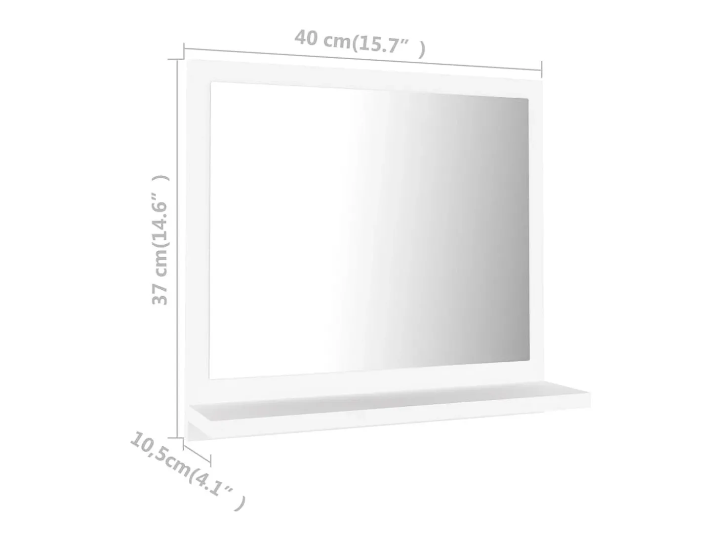Espelho de casa de banho 40x10,5x37 cm derivados madeira branco