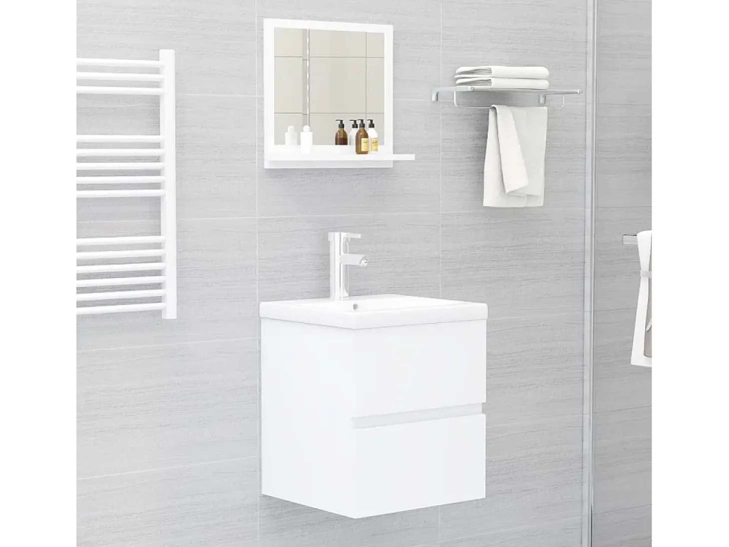 Espelho de casa de banho 40x10,5x37 cm derivados madeira branco