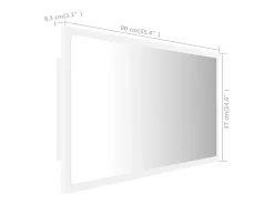 Espelho de casa de banho com LED 90x8,5x37 cm acrílico branco