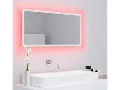Espelho de casa de banho com LED 90x8,5x37 cm acrílico branco