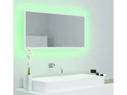 Espelho de casa de banho com LED 90x8,5x37 cm acrílico branco