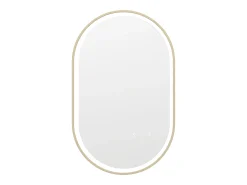 Espelho de casa de banho luminoso com contornos arredondados dourado 50x80 cm - ALARICO