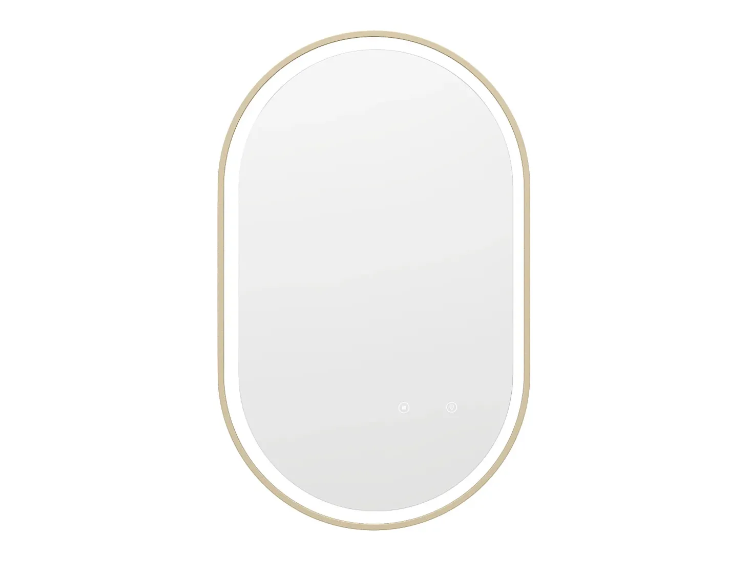 Espelho de casa de banho luminoso com contornos arredondados dourado 50x80 cm - ALARICO