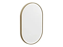 Espelho de casa de banho luminoso com contornos arredondados dourado 50x80 cm - ALARICO