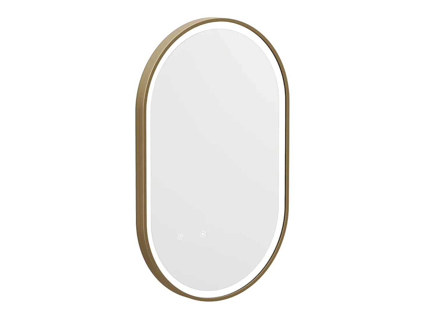Espelho de casa de banho luminoso com contornos arredondados dourado 50x80 cm - ALARICO