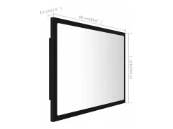 Espelho de casa de banho com LED 60x8,5x37 cm acrílico preto
