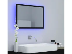 Espelho de casa de banho com LED 60x8,5x37 cm acrílico preto