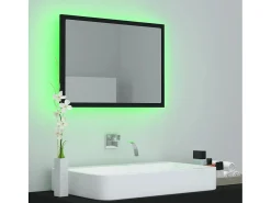 Espelho de casa de banho com LED 60x8,5x37 cm acrílico preto