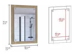 Espelho de casa de banho Vanguard com forma retangular Rovere , 70 cm X 50.2 cm X 3.9 cm , Cinzento / prateado