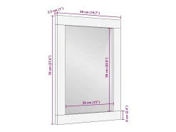 Espelho de casa de banho 50x70 cm mangueira maciça e vidro