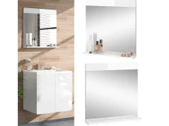 Espelho de casa de banho branco 60x12x62 izan