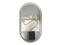 Espelho de casa de banho oval com iluminação e função antiembaciamento com botão táctil - 50x90 cm - ASARILA