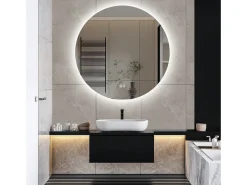 Espelho de Casa de Banho com Iluminação - Redondo Ø80 cm - Espelho de Casa de Banho LED - com Anti-embaciamento e 3 Cores Alteráveis