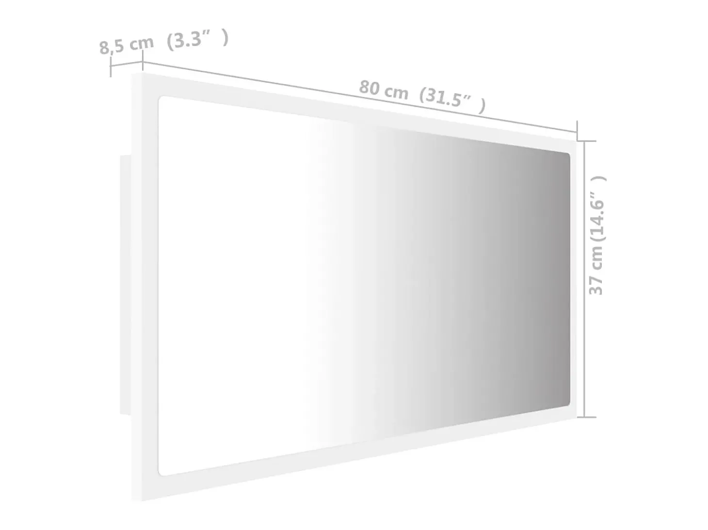 Espelho de casa de banho c/ LED 80x8,5x37 cm acrílico branco