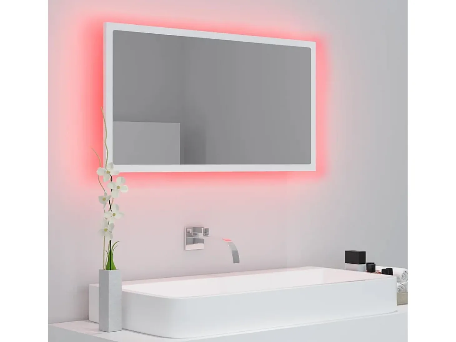 Espelho de casa de banho c/ LED 80x8,5x37 cm acrílico branco