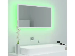 Espelho de casa de banho c/ LED 80x8,5x37 cm acrílico branco