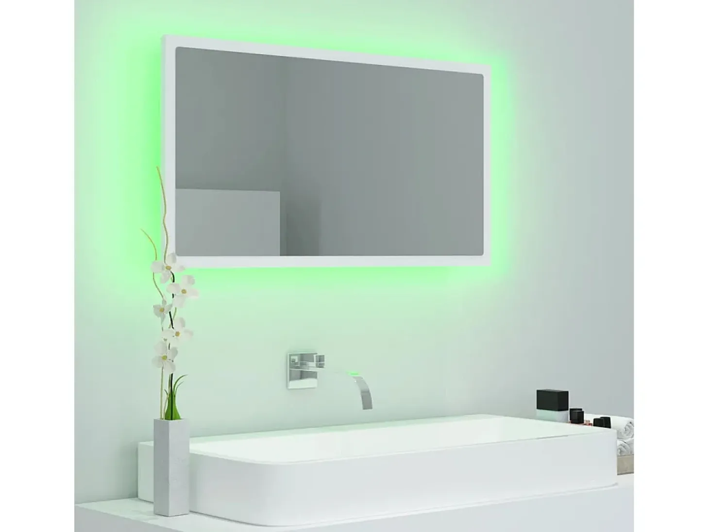 Espelho de casa de banho c/ LED 80x8,5x37 cm acrílico branco