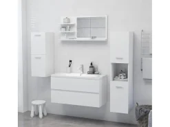 Espelho de casa de banho 90x10,5x45 cm contraplacado branco