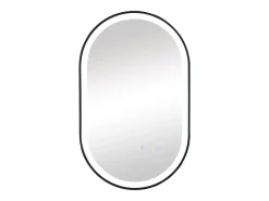 Espelho de casa de banho oval iluminado antiembaciamento contorno preto 60 x 90 cm ALARICO
