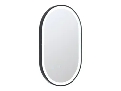 Espelho de casa de banho oval iluminado antiembaciamento contorno preto 60 x 90 cm ALARICO