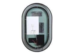 Espelho de casa de banho oval iluminado antiembaciamento contorno preto 60 x 90 cm ALARICO